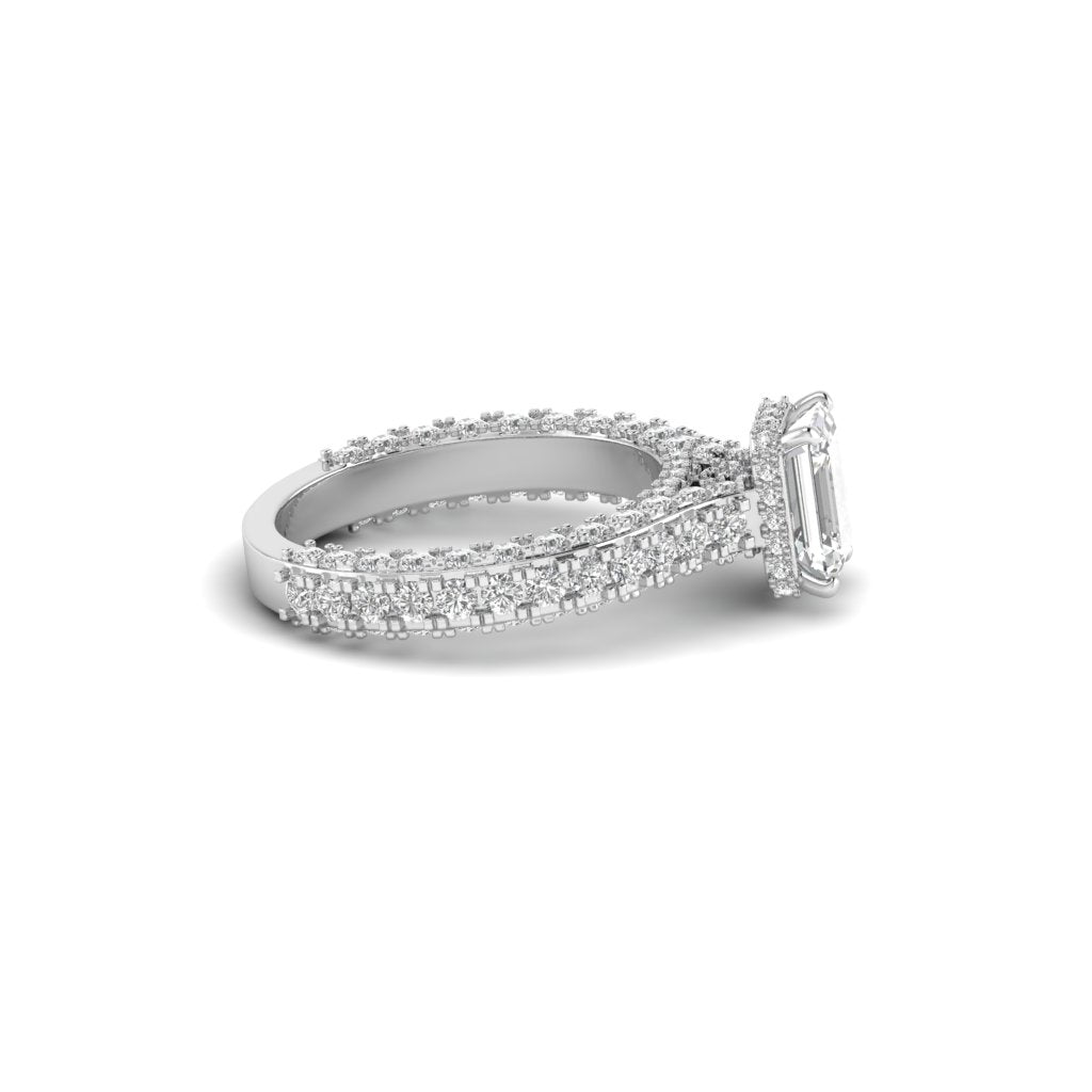 White Gold Studded 2.83 Carat Lab Grown Diamond Ring-E Color VS2 Clarity.